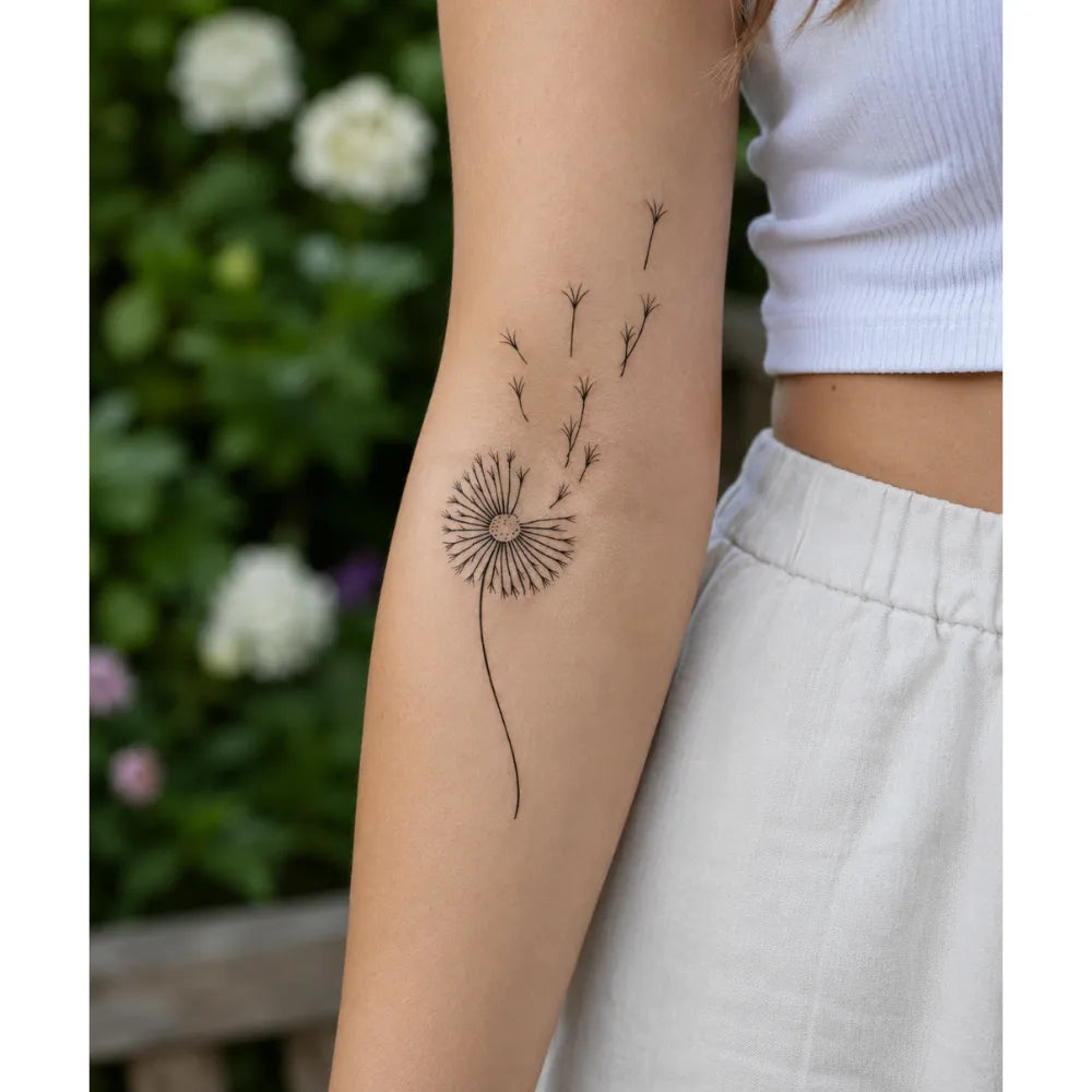 SafeTatt — Dandelion Wish · fotografie tetování na kůži