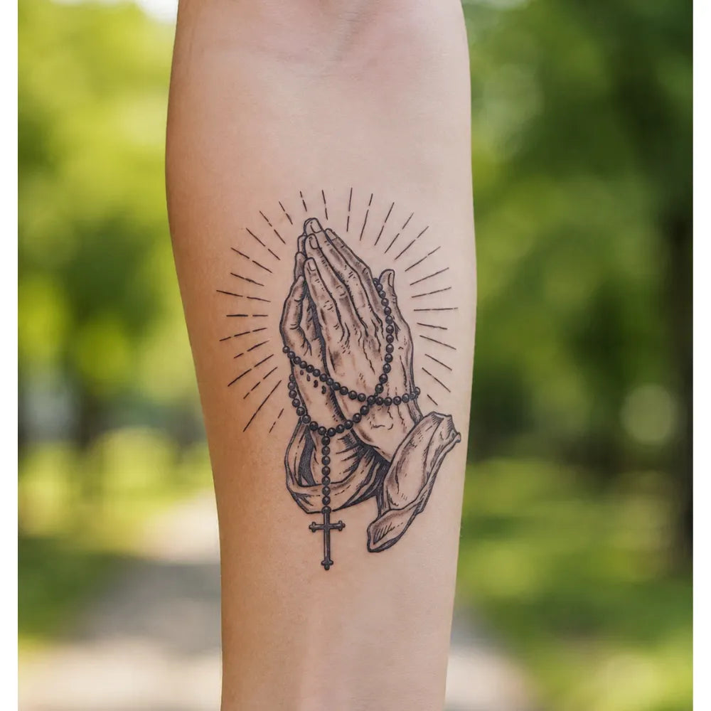 SafeTatt — Praying Hands · fotografie tetování na kůži